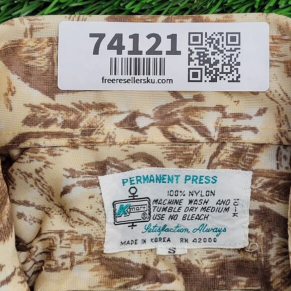 Vintage Native-American AOP Button Shirt Small 17x27 Brown - Picture 8 of 10